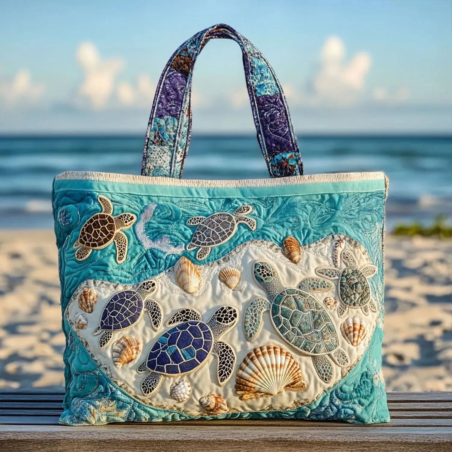 Kendra | Sea Turtle Quilted Tote Bag