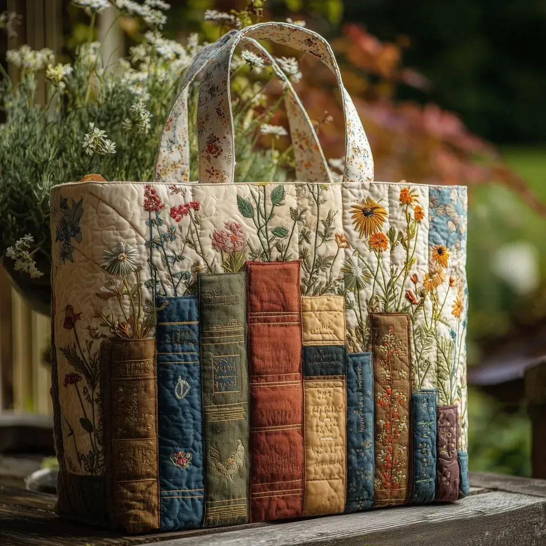 Hailey | Book Spine Quilted Tote Bag