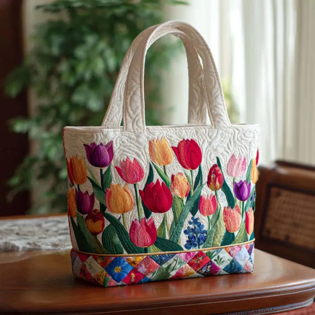 Susan | Tulip Garden Quilted Tote Bag