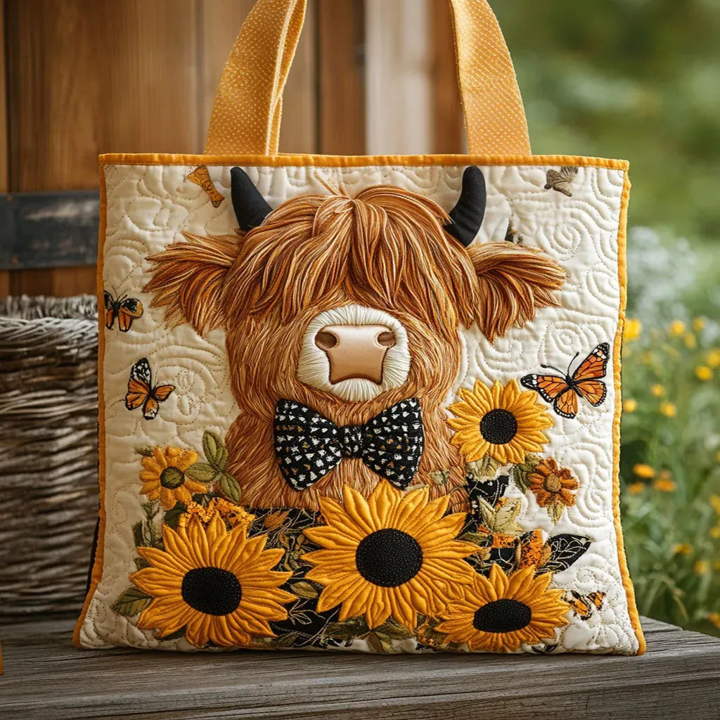 Ruth | Highland Cow Quilted Tote Bag