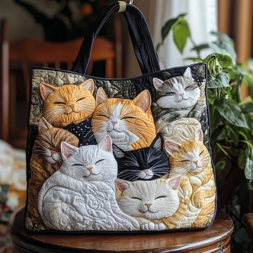 Imogen | Sleeping Cats Quilted Tote Bag