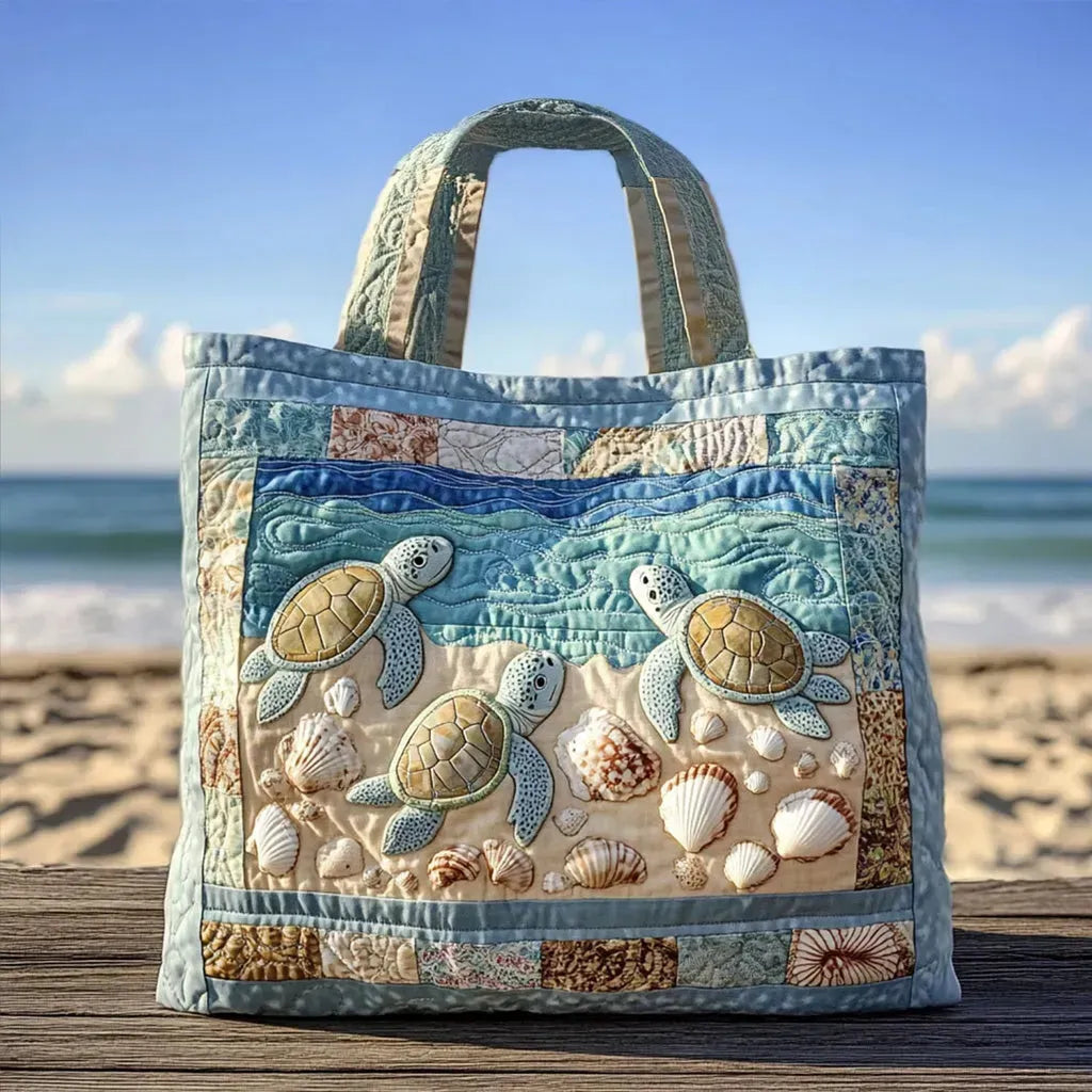 Lara | Turtle and Shell Quilted Tote Bag