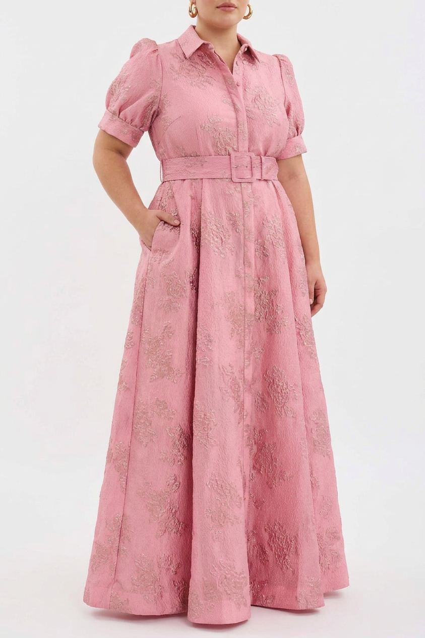 Aubrey | Jacquard Collared Maxi Dress
