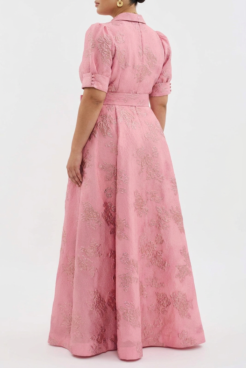 Aubrey | Jacquard Collared Maxi Dress