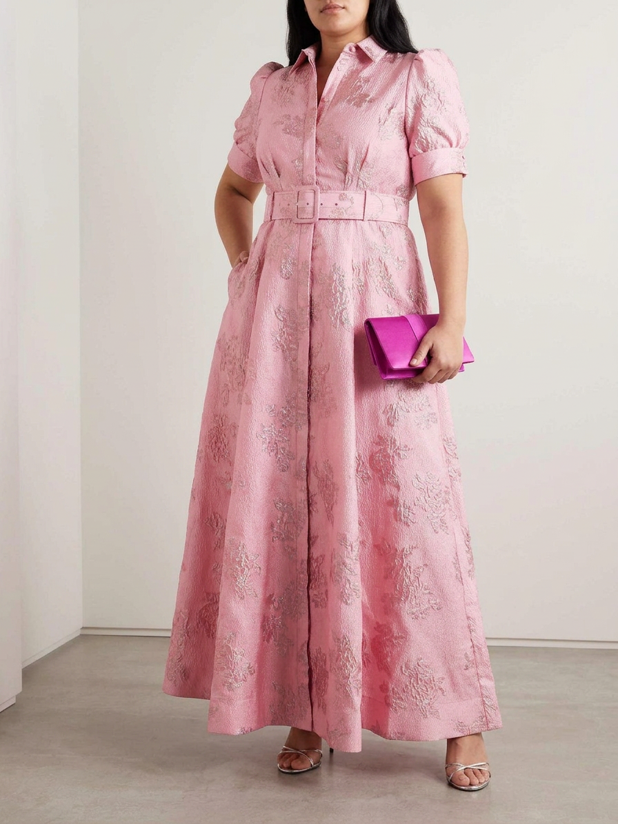 Aubrey | Jacquard Collared Maxi Dress