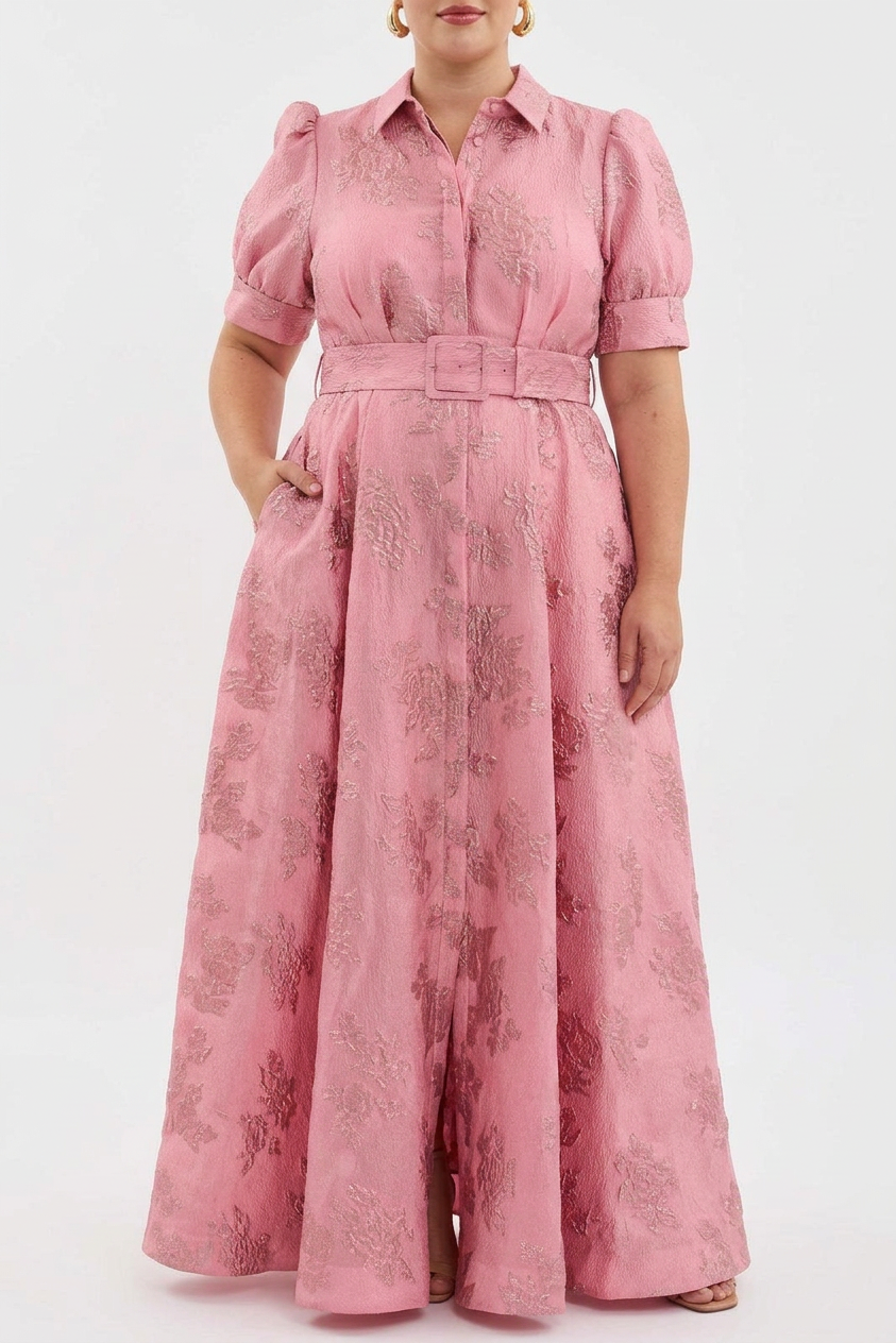 Aubrey | Jacquard Collared Maxi Dress