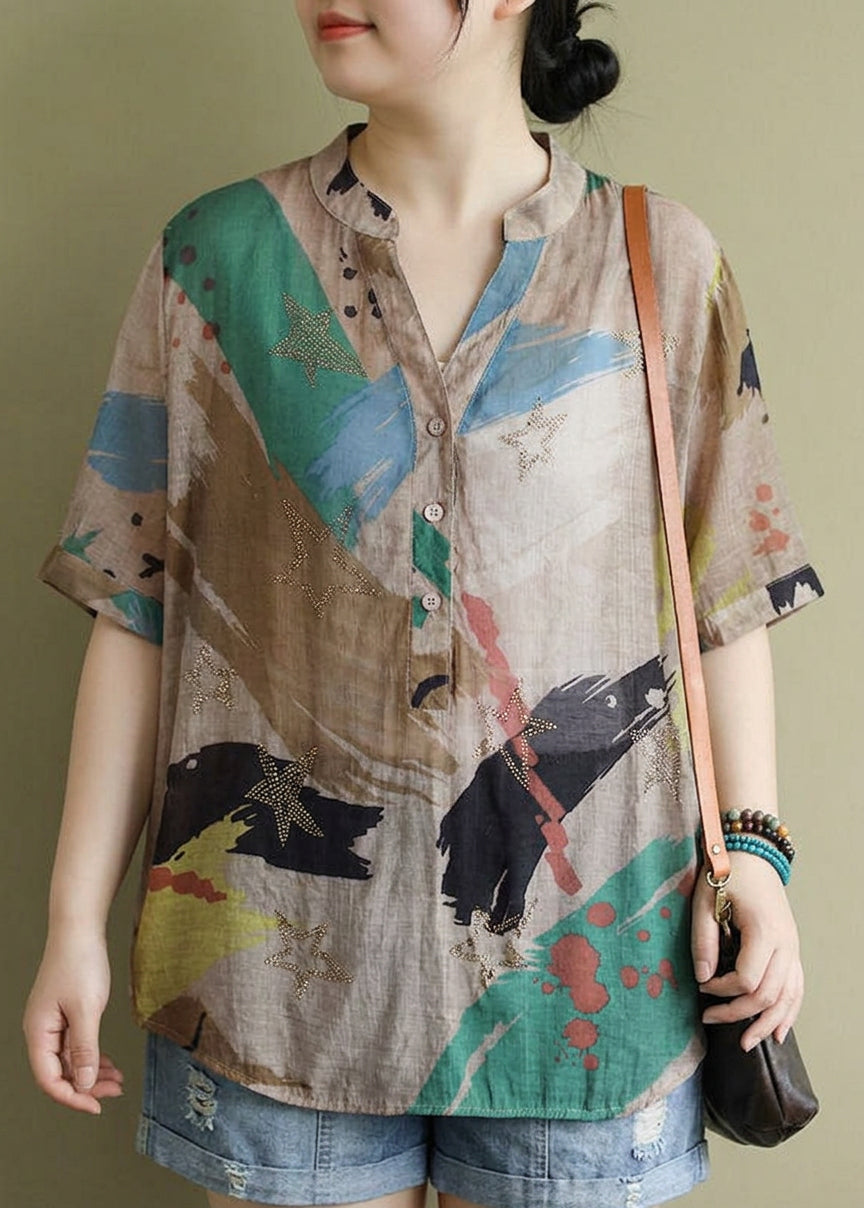 Tatum | Abstract Mock Neck Shirt