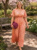 Candace | Floral Flutter Sleeve Maxi Dress