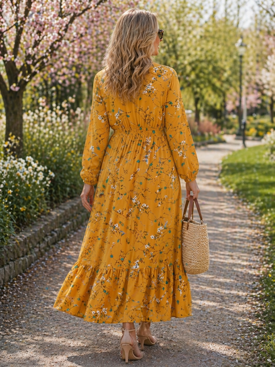 Amanda | Floral Round Neck Maxi Dress
