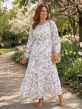 Melanie | Floral Round Neck Maxi Dress