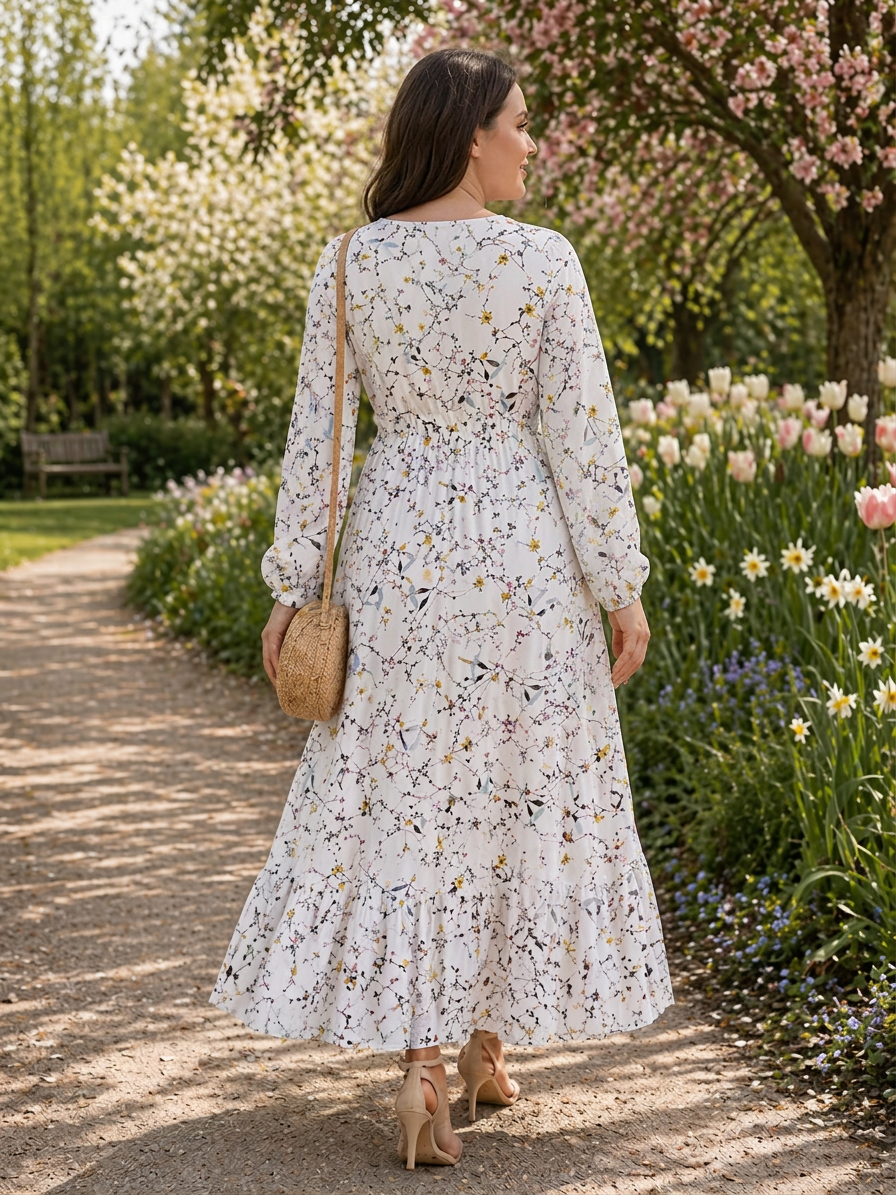 Melanie | Floral Round Neck Maxi Dress