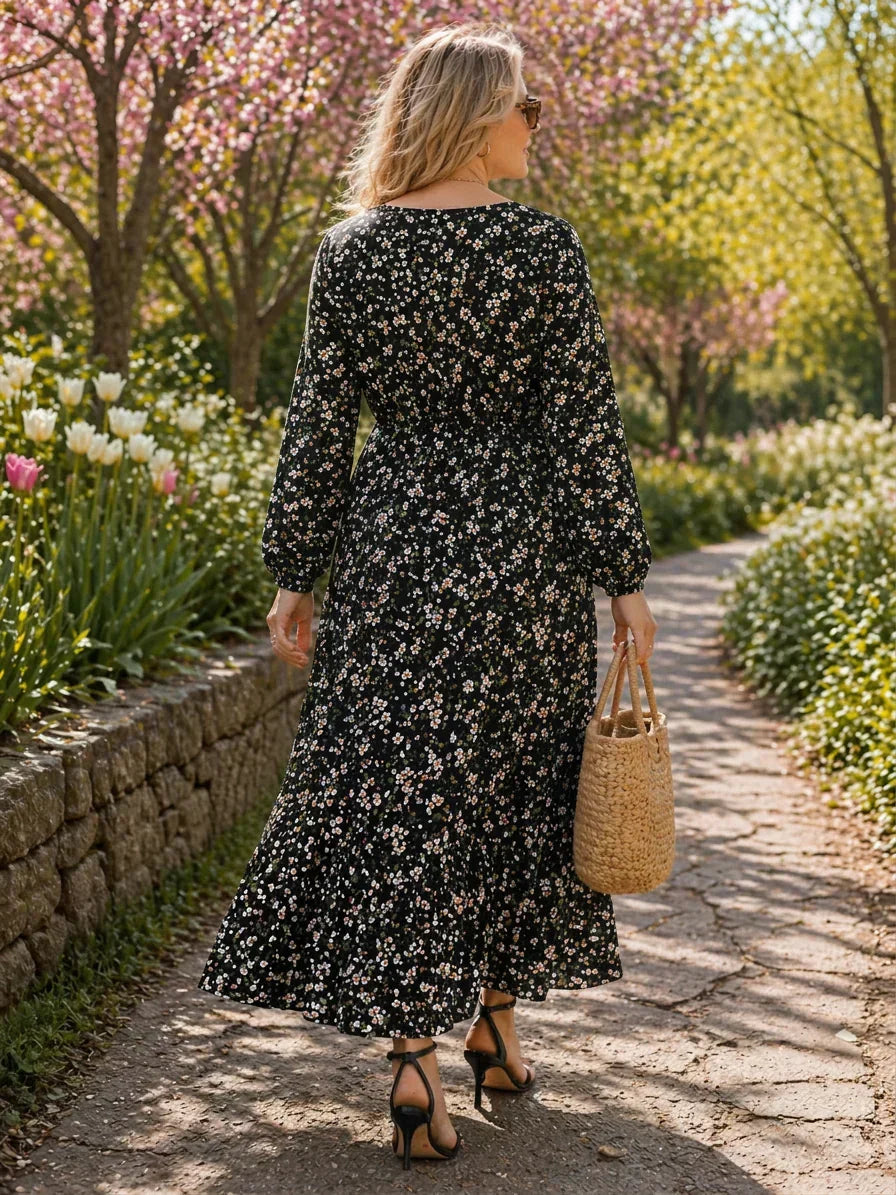 Logan | Floral Round Neck Maxi Dress