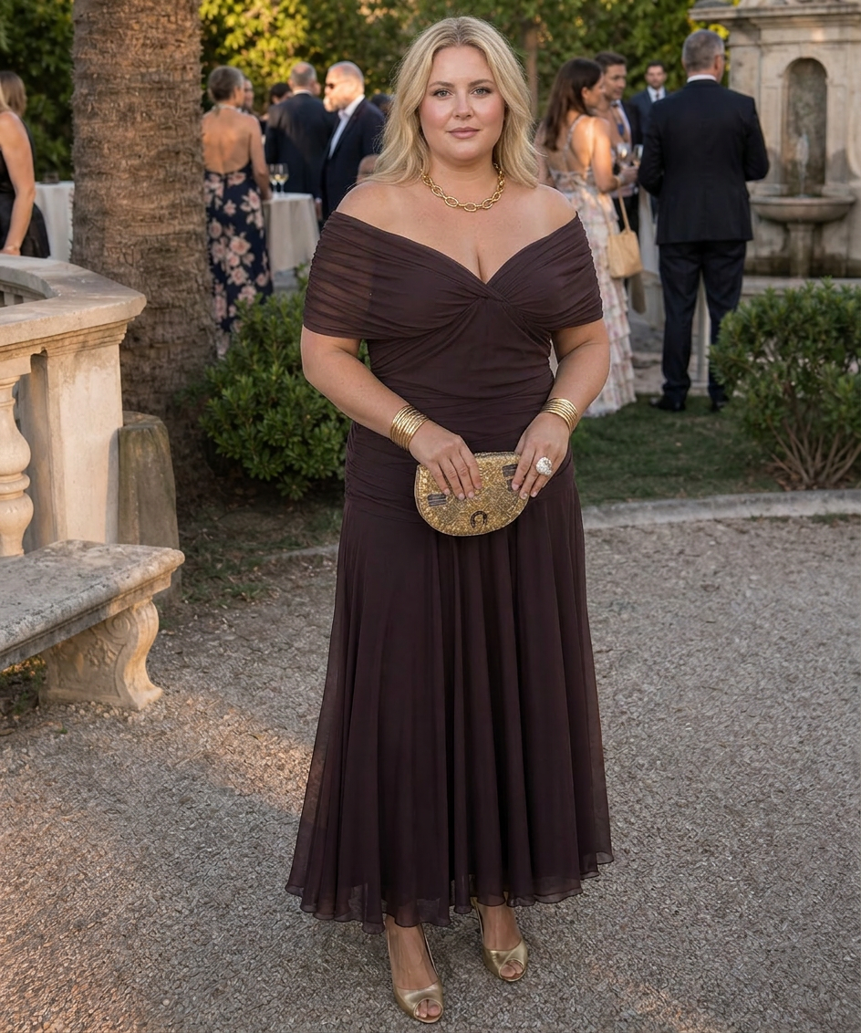 Marlene | Chiffon Floral Off-Shoulder Midi Dress