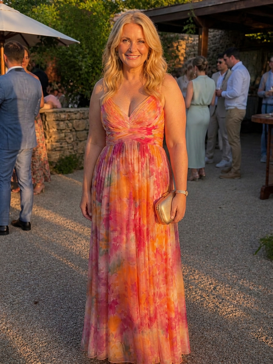 Joanna | Chiffon Floral V-Neck Maxi Dress