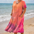 Emma | Linen Tie-Dye V-Neck Midi Dress