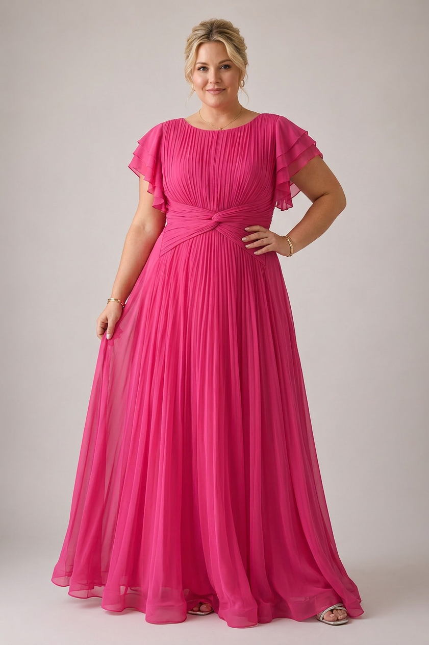 Jolene | Chiffon Round Neck Maxi Dress