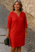 Laurel | Linen 3/4 Sleeve Knee-Length Dress