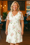 Bonnie | Lace Floral V-Neck Mini Dress