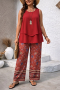 Violet | Border Print Sleeveless Two-Piece Set