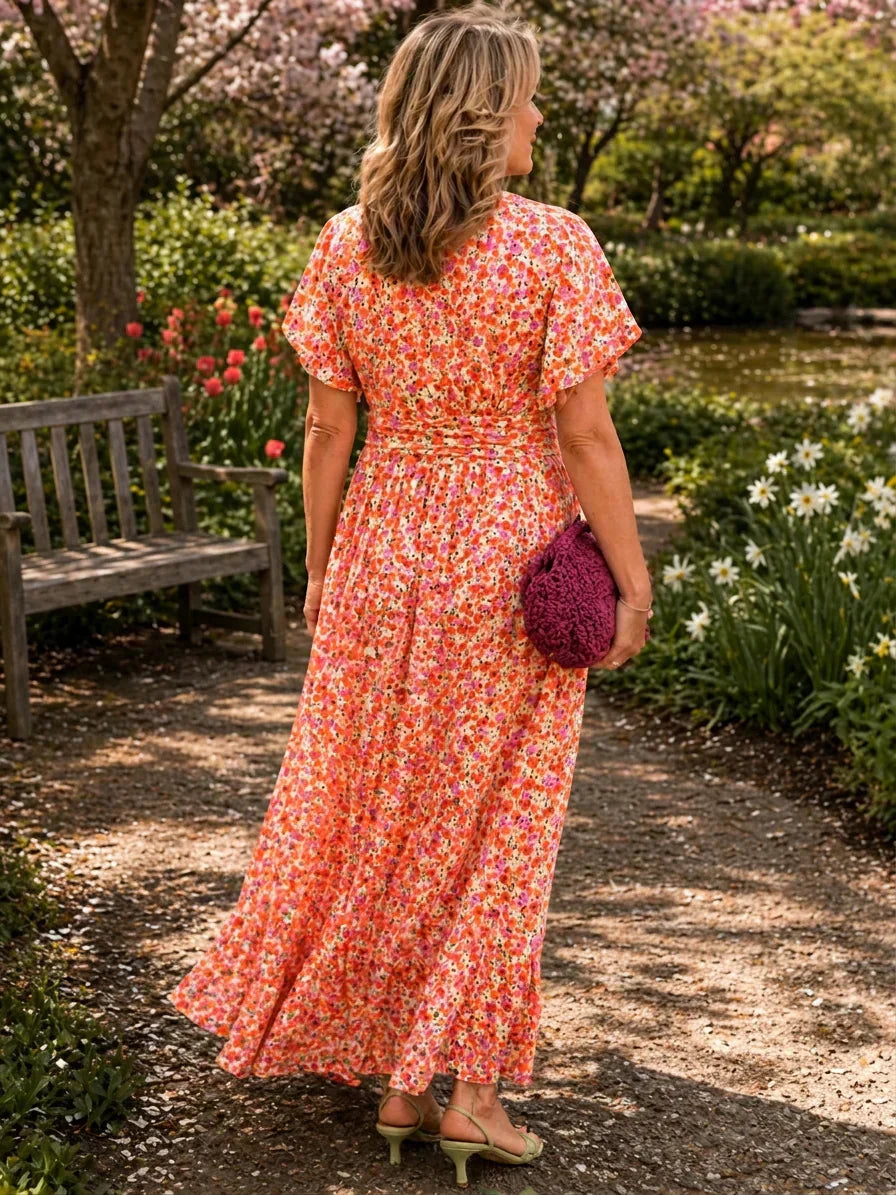 Candace | Floral Flutter Sleeve Maxi Dress