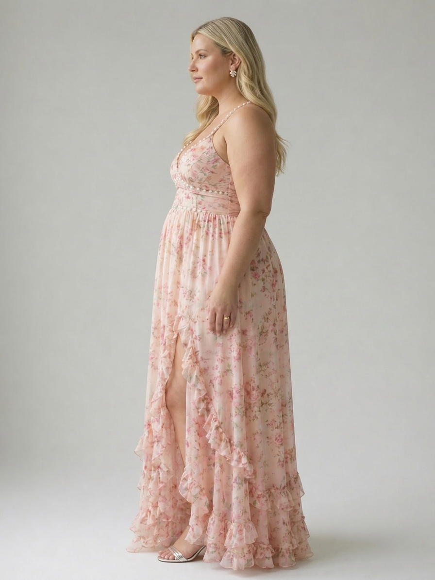 Corinne | Mesh Strapless Maxi Dress