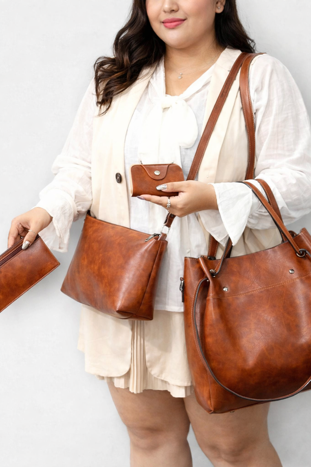 Laura | Four-Piece Vegan Leather Bag Set