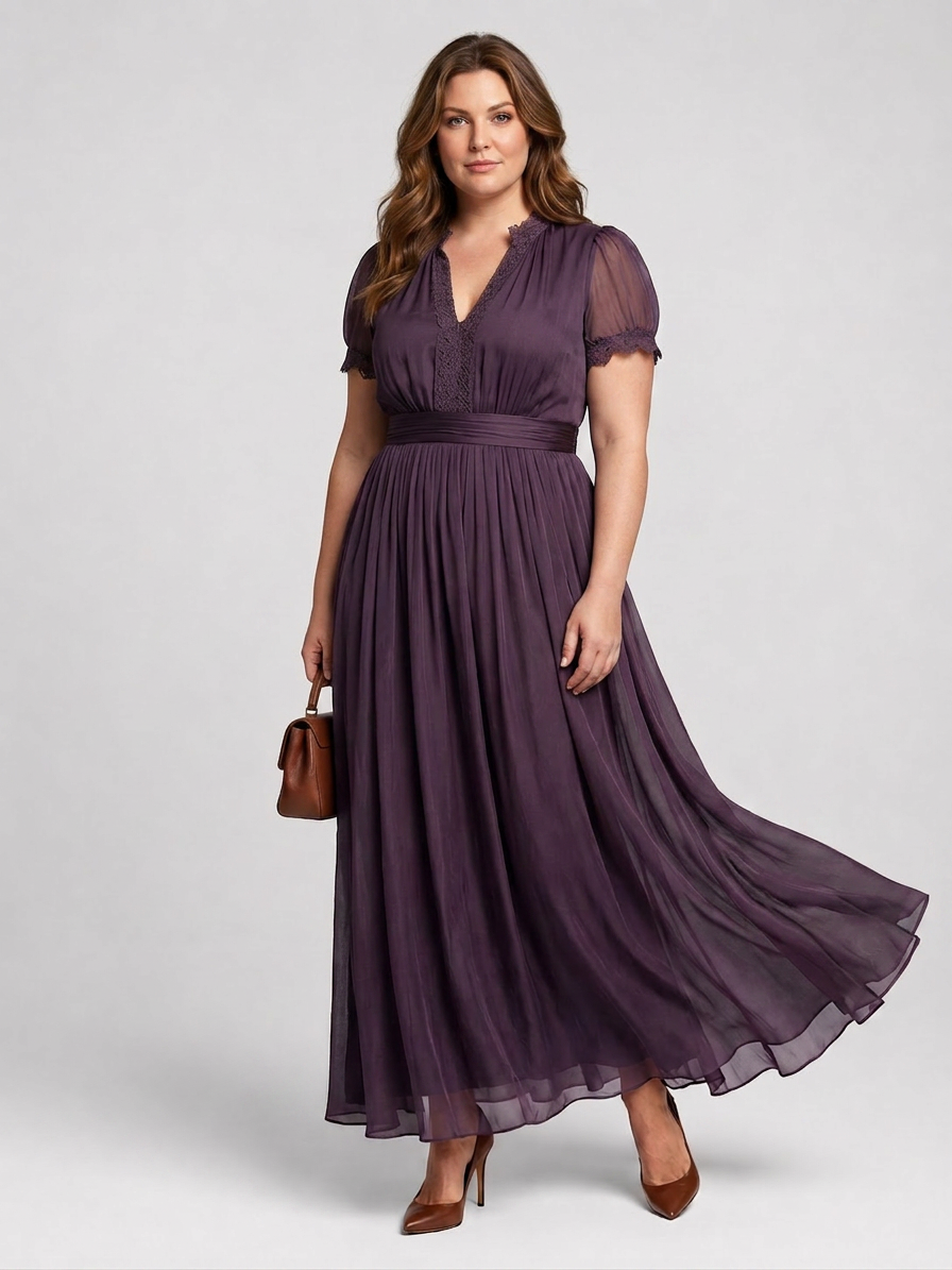 Mercedes | Chiffon V-Neck Maxi Dress