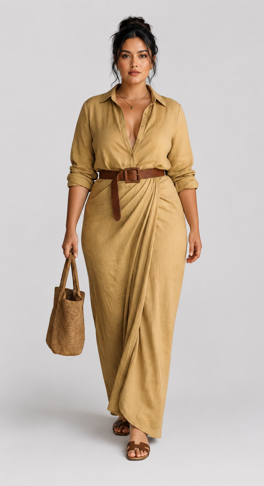 Talia | Leather Collared Maxi Dress
