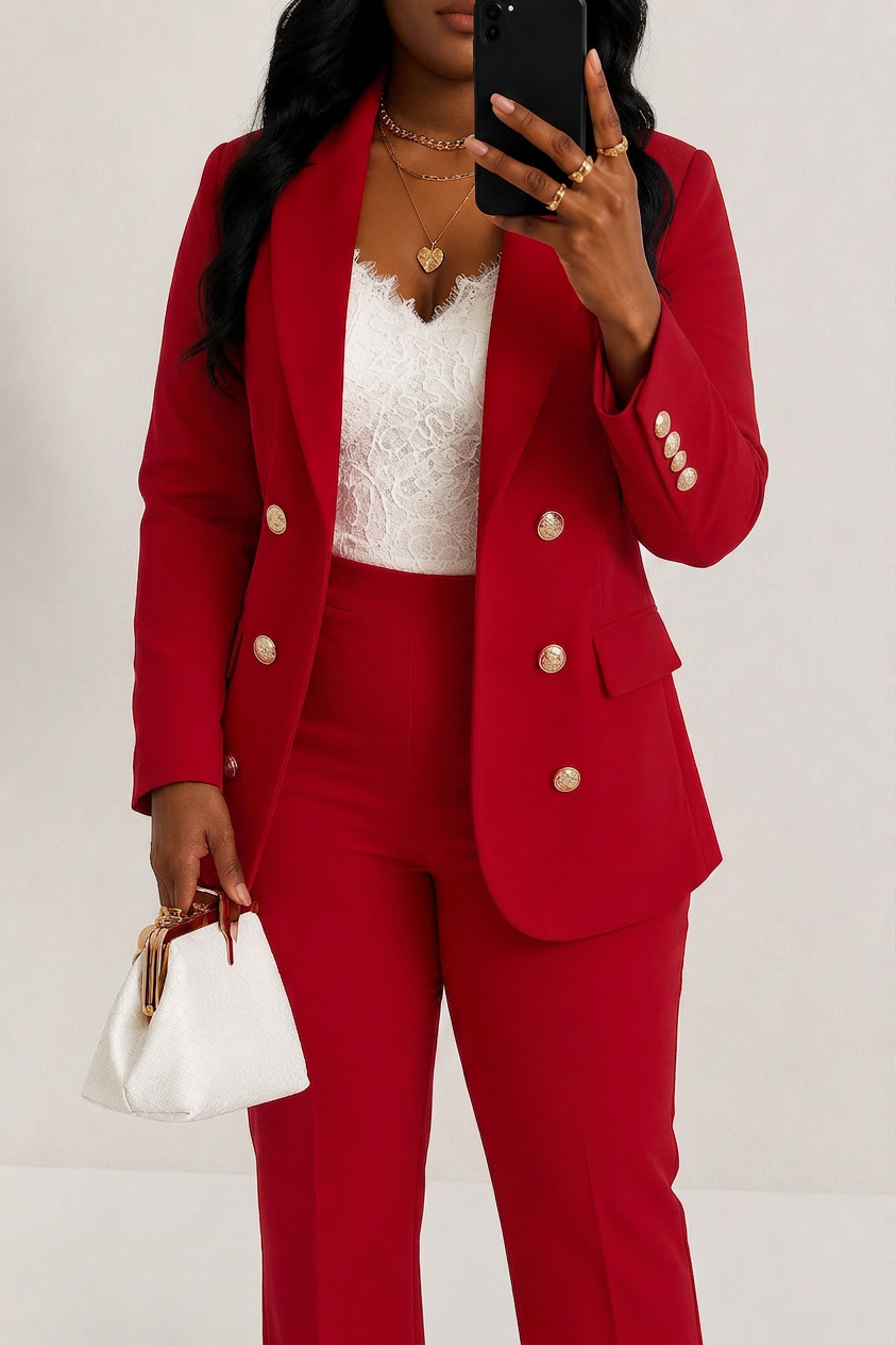 Deanna | Lace Sleeveless Two-Piece Trouser Suit