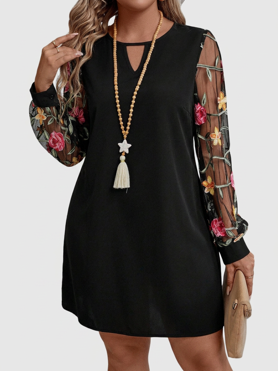 Maxine | Mesh Floral Mini Dress