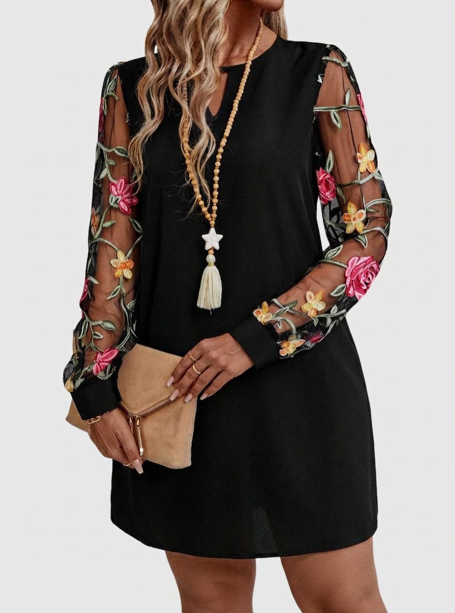Maxine | Mesh Floral Mini Dress