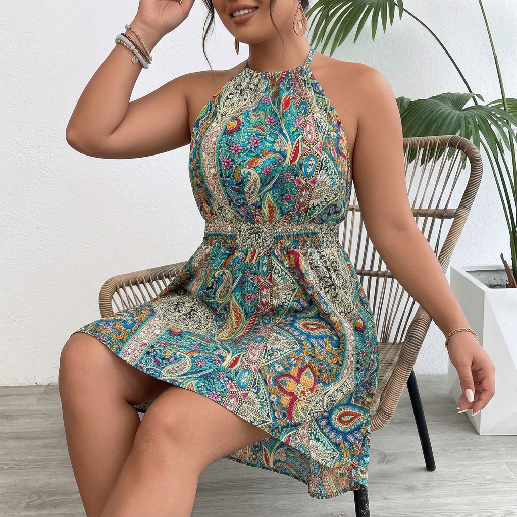 Jane | Paisley Halter Mini Dress