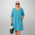 May | Linen Round Neck Knee-Length Dress