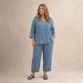 Mia | Denim V-Neck Two-Piece Set