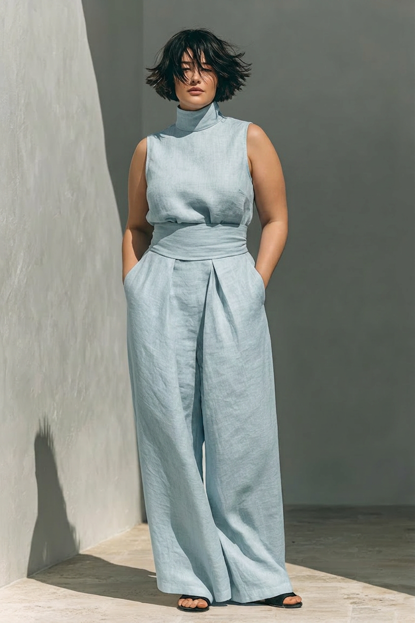 Margaret | Linen Sleeveless Two-Piece Set