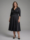 Ainsley | Satin Collared Midi Dress