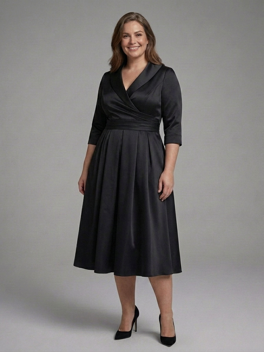 Ainsley | Satin Collared Midi Dress