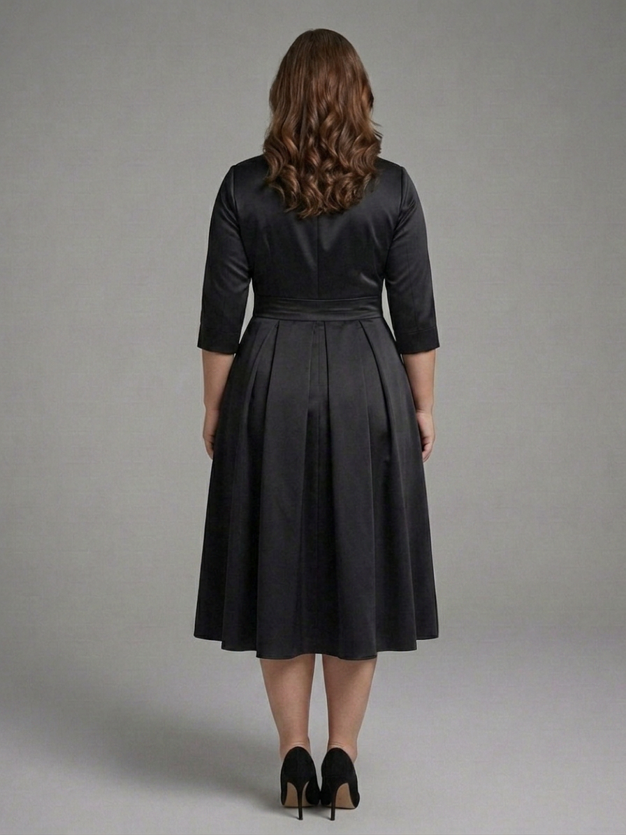 Ainsley | Satin Collared Midi Dress