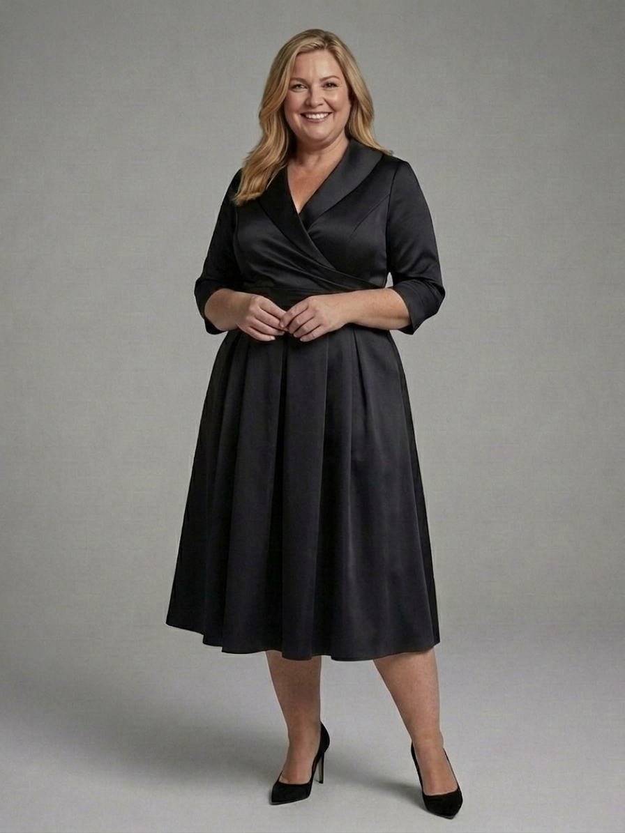Ainsley | Satin Collared Midi Dress
