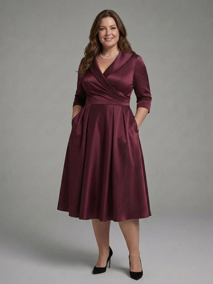 Ainsley | Satin Collared Midi Dress