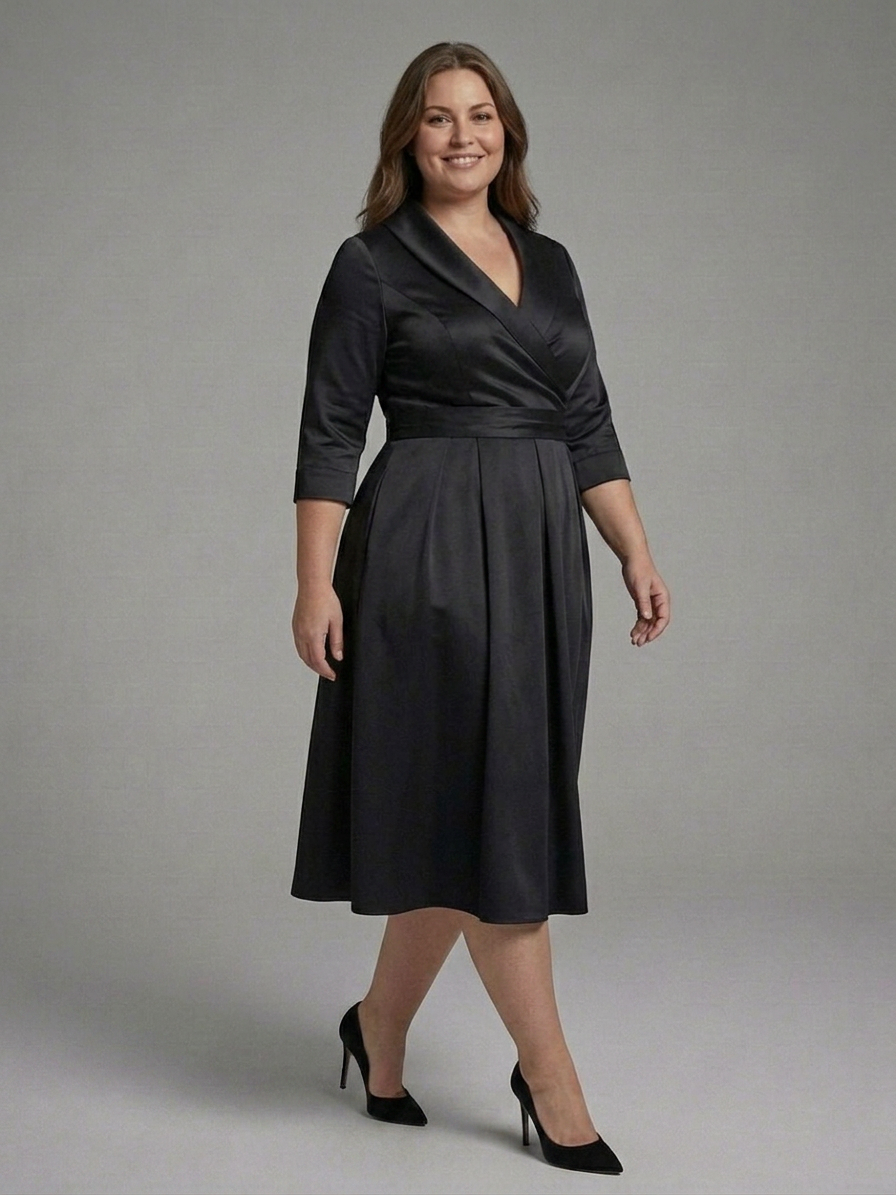 Ainsley | Satin Collared Midi Dress