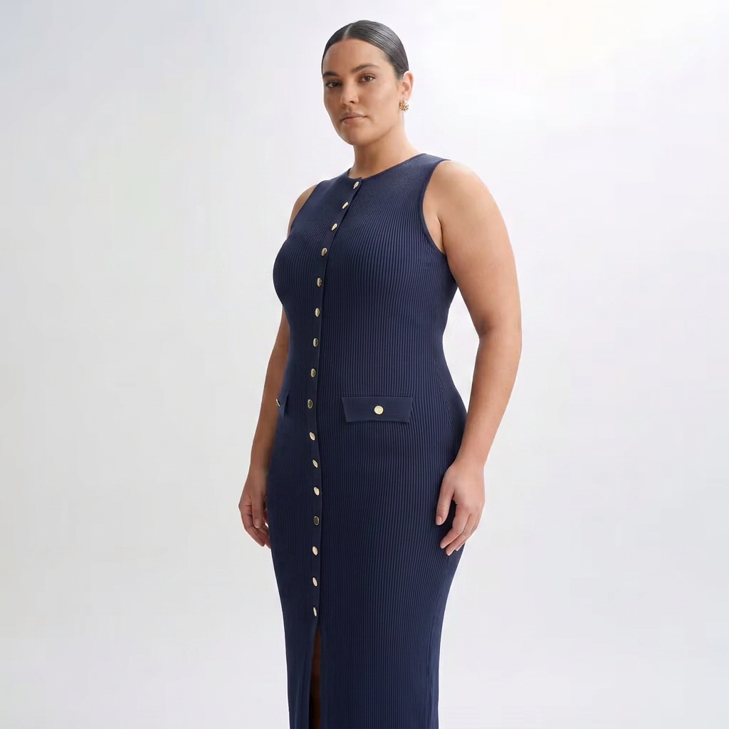 Dana | Knit Round Neck Midi Dress