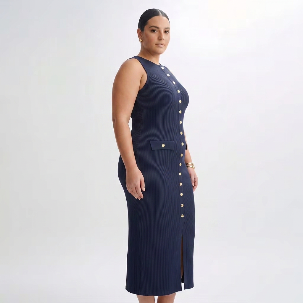 Dana | Knit Round Neck Midi Dress
