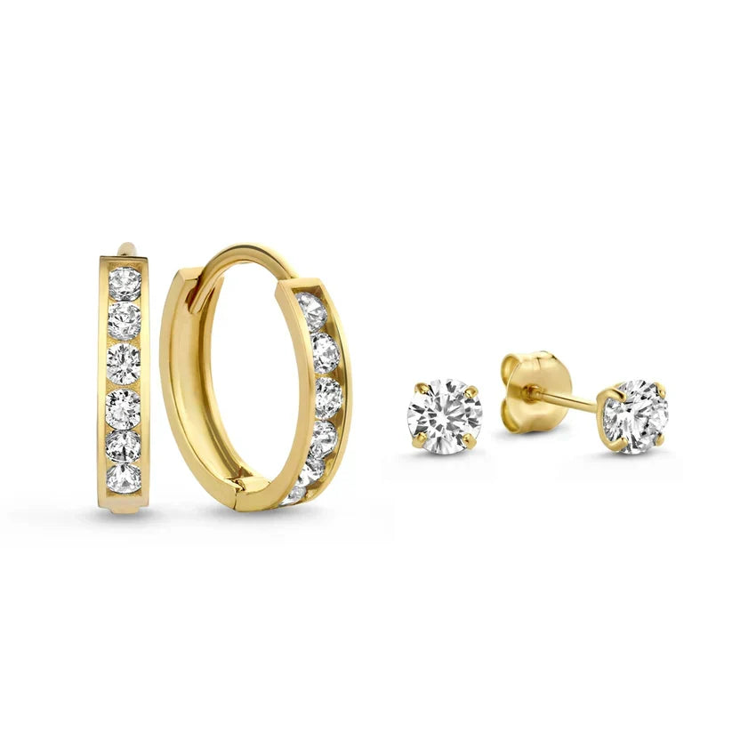 Kara | Huggie Hoop Cubic Zirconia Earring Set for Women