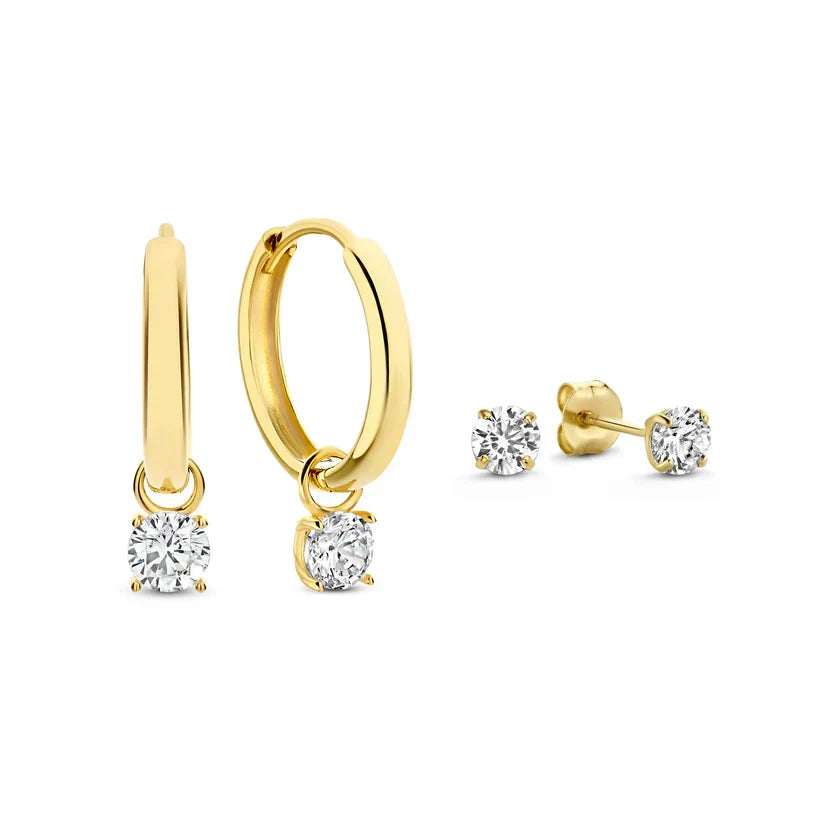 Lena | Huggie Hoop Cubic Zirconia Earring Set for Women