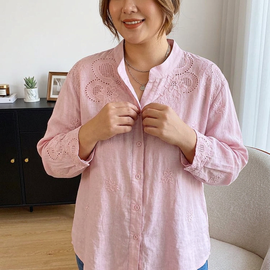 Sloane | Embroidered Mock Neck Shirt