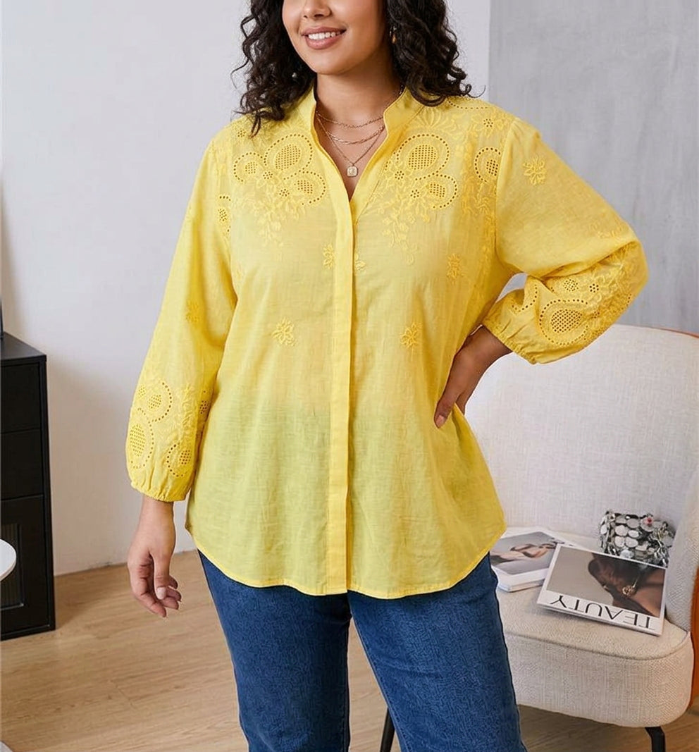 Sloane | Embroidered Mock Neck Shirt