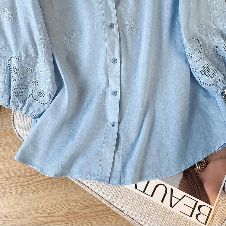 Sloane | Embroidered Mock Neck Shirt