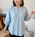 Sloane | Embroidered Mock Neck Shirt