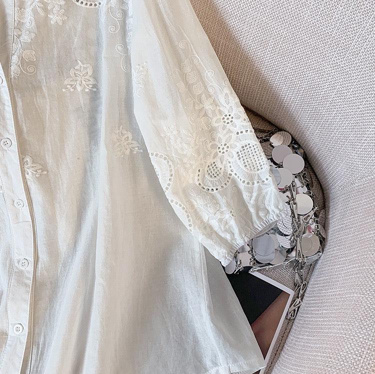 Sloane | Embroidered Mock Neck Shirt